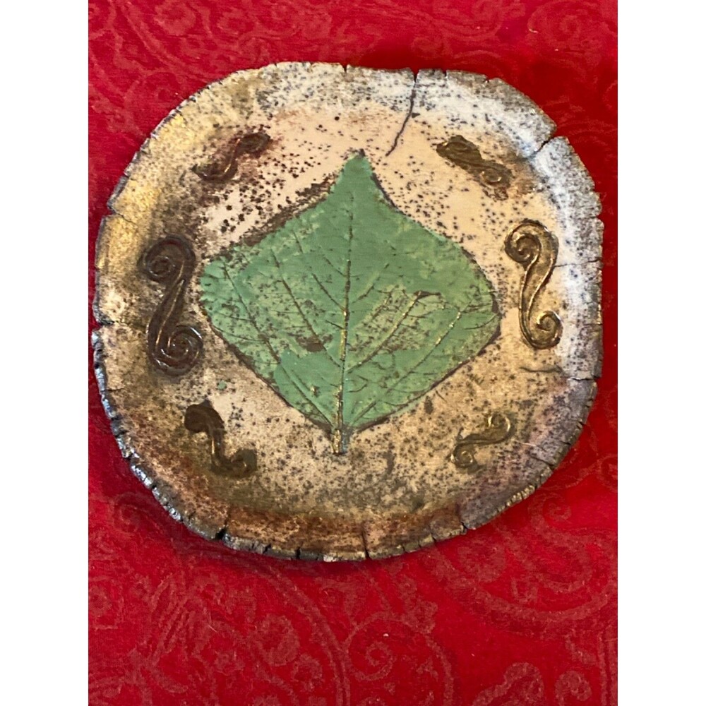 Studio Hand Thrown Salt Glazed signed Muratore trinket tray plate Boho Rustic